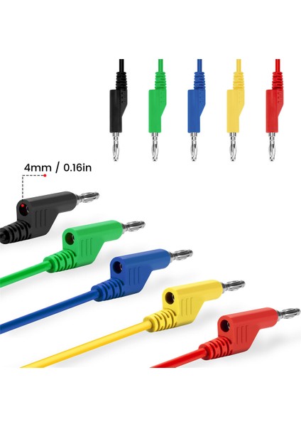 5 Renkli 1 Metre 1000V - 19A Multımetre Test Uçları Kablo Kiti (4172)
