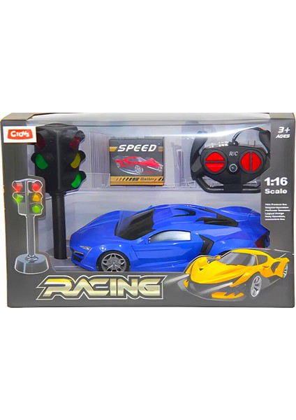 1:16 Uzaktan Kumandalı USB Araba Rc Trafik Işıklı Mavi 29AC