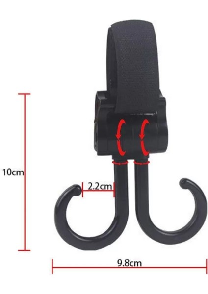 2li Bebek Arabasına Uyumlu Cırtlı Eşya Taşıma Aparatı 360 Derece Dönebilen Plastik Kanca (4172) fırsatları