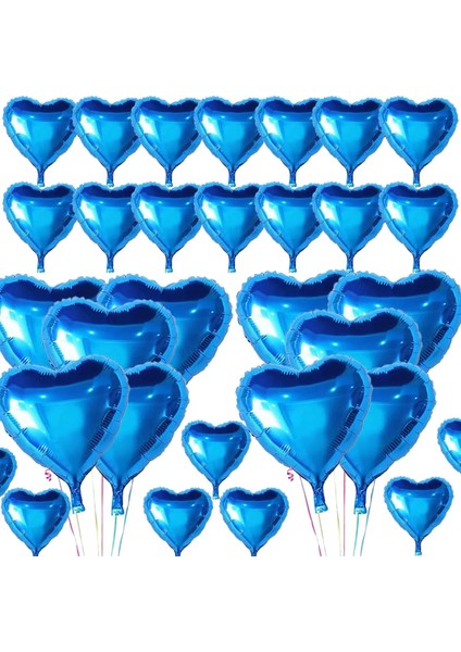 Metalize Parlak Mavi Kalp Şekilli Uçan Balon Folyo 18 Inç 45 cm 25 Adet (4172)