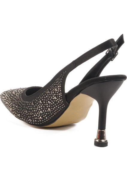 Siyah Taş Işlemeli Kadın Abiye Ayakkabı fırsatları