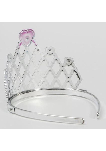 Fuşya Kalpli Gümüş Renk Kraliçe Tacı Prenses Tacı (4172) modelleri