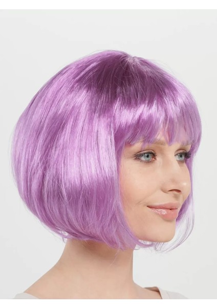 Rose Pembe Renk Düz Kesim Küt Parti Peruğu Kısa Takma Saç (4172) modelleri