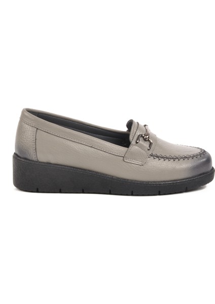 Gri Hakiki Deri Kadın Casual Ayakkabı
