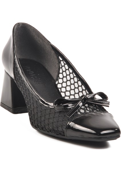 Siyah Rugan Kadın Klasik Topuklu Ayakkabı modelleri