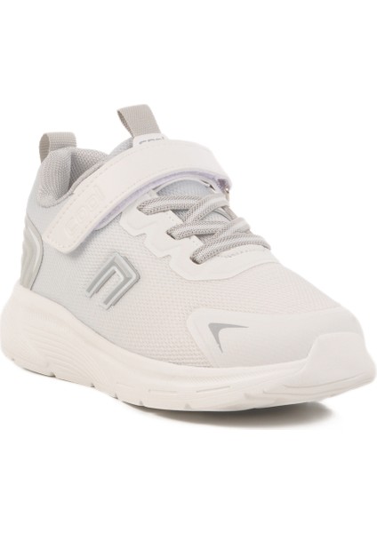 Beyaz Gri Cırtlı Unisex Çocuk Spor Ayakkabı