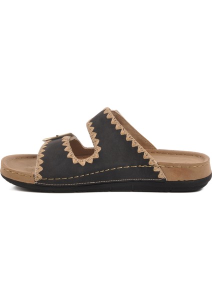 Siyah Anatomik Çift Bantlı Kadın Düz Terlik fiyatları