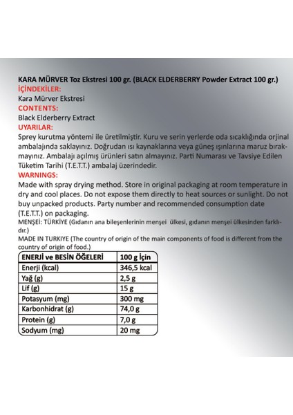 Kara Mürver Toz Ekstresi 100 Gr. Cam Kavanoz fiyatları