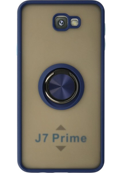 Samsung Galaxy J7 Prime Kılıf Montreal Yüzüklü Silikon Kapak - Lacivert Zrnet