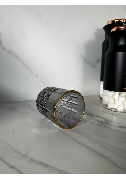 6 Lı Kristal Antrasit Gri Cam Bardak fiyatları