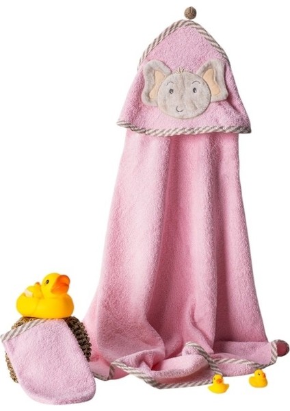 Pamuk Fil Desenli Bebek Havlusu Yumuşak Premium 0/24 Ay