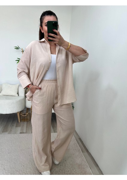 Krem Beli Lastikli Bol Pantolon modelleri