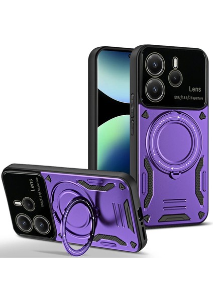 Xiaomi Redmi Note 14 4g Kılıf Joy Lens Standlı Kapak - Mor Zrnet