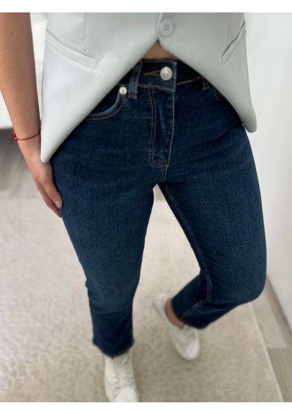 Koyu Mavi Bf Kapalı Paça Jean Pantolon fırsatları