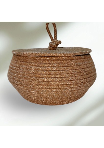 Doğal Jüt Halat Hadır Çok Amaçlı Kapaklı Sepet
