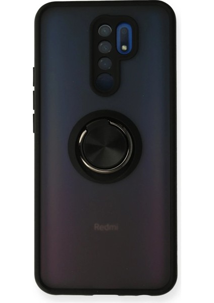 Xiaomi Redmi 9 Kılıf Montreal Yüzüklü Silikon Kapak - Siyah Zrnet