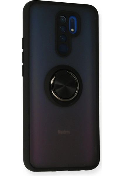 Xiaomi Redmi 9 Kılıf Montreal Yüzüklü Silikon Kapak - Siyah Zrnet