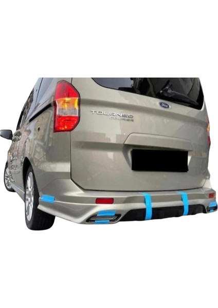 Ford Tourneo Courier Egzoz Görünümlü Arka Tampon Eki (Plastik)(Boyasız)