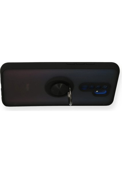 Xiaomi Redmi 9 Kılıf Montreal Yüzüklü Silikon Kapak - Siyah Zrnet