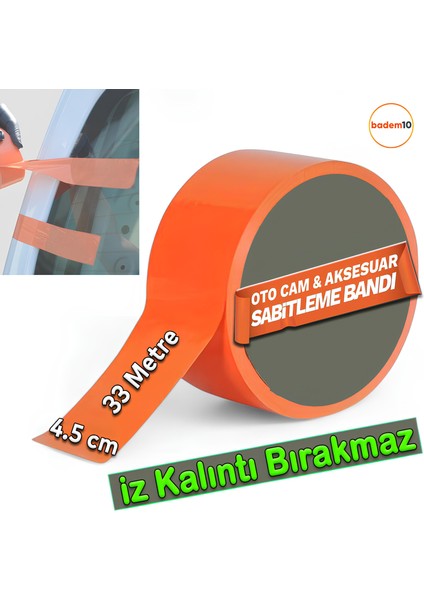 Araç Oto Cam Montaj Tamir Sabitleme Bandı Iz Bırakmaz Güçlü Yapışkanlı Maskeleme Bandı 45 mm x 33 M