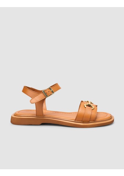 %100 Hakiki Deri Taba Kadın Sandalet