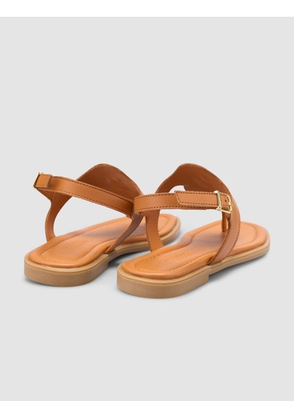 %100 Hakiki Deri Taba Kadın Sandalet