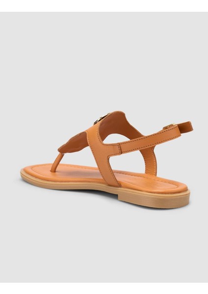%100 Hakiki Deri Taba Kadın Sandalet