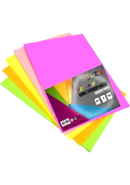 Fosforlu Renkli A4 Fotokopi Kağıdı 25LI - 2 Paket