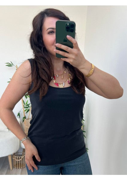 Antrasit Önü ve Arkası Kayık Yaka Kalın Askılı Atlet Badi indirimleri