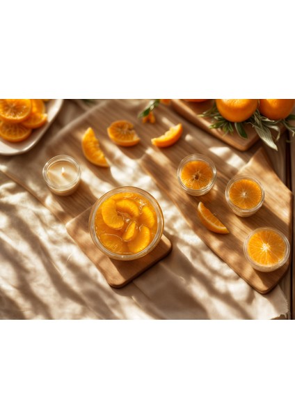 Mandalina & Mango Kokulu El Yapımı Mum – Tropik Cam Kavanoz 8x7 cm