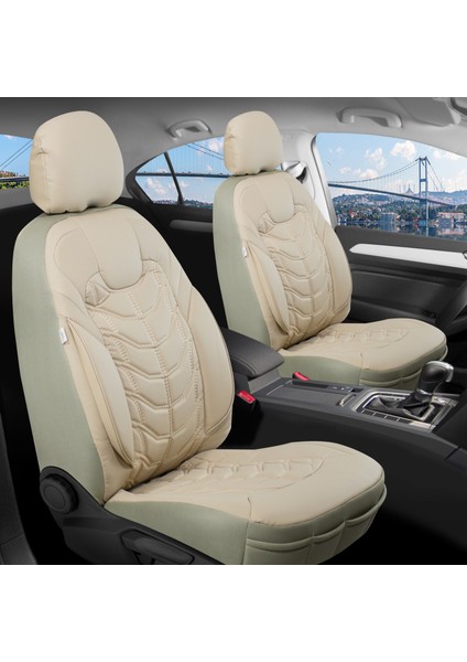 honda Accord Uyumlu Lüx Deri Oto Koltuk Kılıfı Ön Arka Takım Sılver Bej Auto Good Store