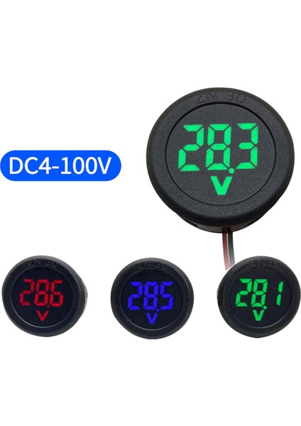 4-100 V LED Dijital Ekran Yuvarlak Iki Telli Voltmetre Dc Dijital Araba Gerilim Akım Ölçer Volt Dedektörü Test Cihazı Monitör (Yurt Dışından)