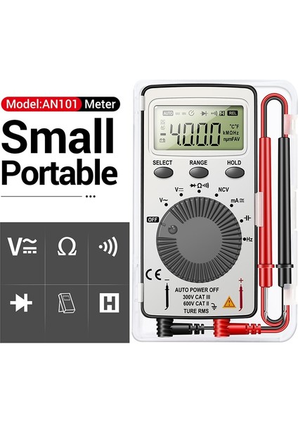 Aneng Dijital Ekran Multimetre Ultra Ince Gerilim ve Akım Ölçer AN101 4000 Sayım Ampermetre (Yurt Dışından)