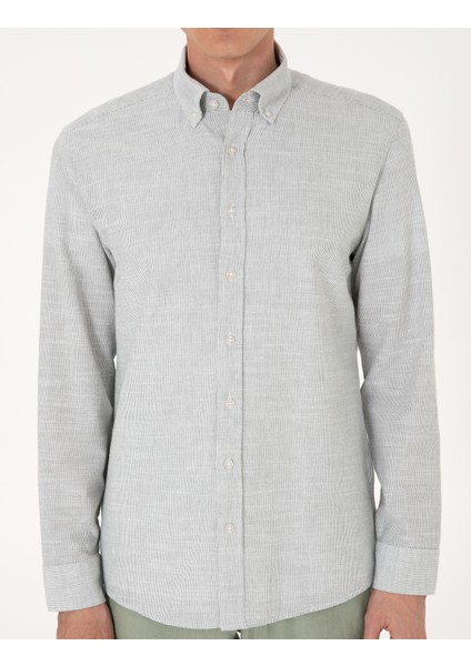 Erkek Yeşil Slim Fit Uzun Kollu Gömlek 50307101-VR054