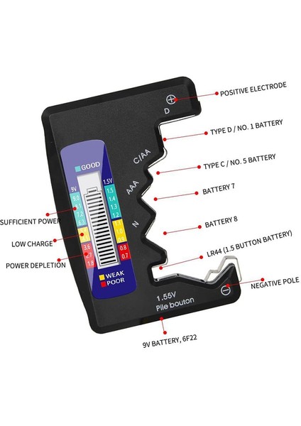 【sıcak】 Dijital Pil Test Cihazı LCD Ekran AA/AAA/9V/1.5V Düğme Pil Kapasitesi Kontrol Dedektörü Kapasite Teşhis Aracı (Yurt Dışından) fırsatları