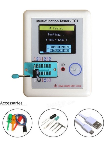 Çok Fonksiyonlu Test Cihazı, Lcr-Tc1 Transistör Test Cihazı Tft Diyot Triyot Kapasite Ölçer Npn Pnp Mosfet, Pocke Renkli Ekran (Yurt Dışından)