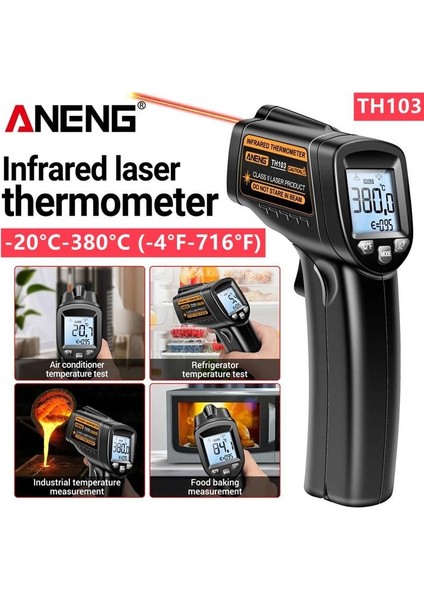 Temassız Kızılötesi Termometre Hızlı Ölçüm Cihazı -20°C-380°C Sıcaklık Test Cihazı (Pilsiz) (Yurt Dışından)