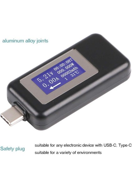 Keweısı Tip-C USB Metre Test Cihazı Güç Ölçer USB Multimetre Gerilim ve Akım Test Cihazı 0-5.1A 4-30V USB Güç Test Cihazı Test Cihazı Ekran Kapasitesi Gerilim Akım Dedektörü (Siyah) (Yurt Dışından) fırsatları