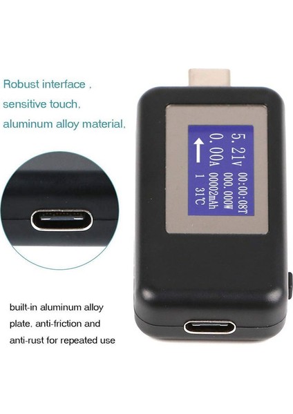 Keweısı Tip-C USB Metre Test Cihazı Güç Ölçer USB Multimetre Gerilim ve Akım Test Cihazı 0-5.1A 4-30V USB Güç Test Cihazı Test Cihazı Ekran Kapasitesi Gerilim Akım Dedektörü (Siyah) (Yurt Dışından) indirimleri