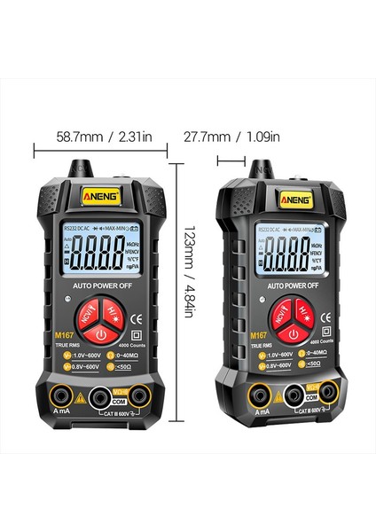 Aneng M167 Akıllı Dijital Multimetre 4000 Sayım Direnç Test Ölçer Ncv Temassız Indüksiyon Ac/dc Gerilim Akım Multimetre (Yurt Dışından) fırsatları