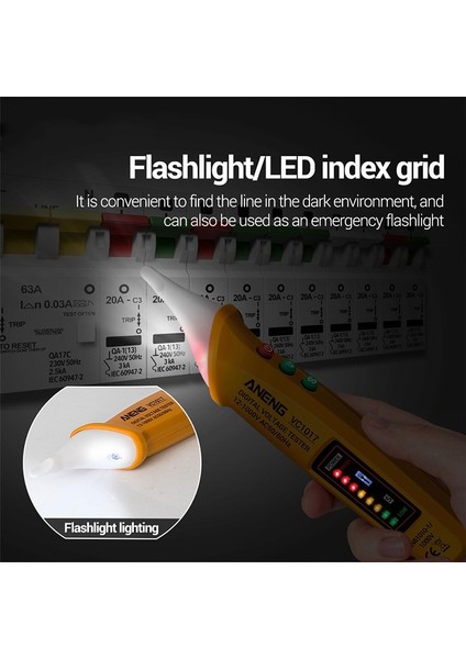 Ac Gerilim Dedektörü Test Cihazı Ölçer 12V-1000V Temassız Voltmetre Kalem Elektrik Göstergesi Test Kalemi LED Gerilim Ölçer Ses Işığı Alarmı ile Çok Fonksiyonlu Kalem Test Cihazı (Yurt Dışından) fiyatları