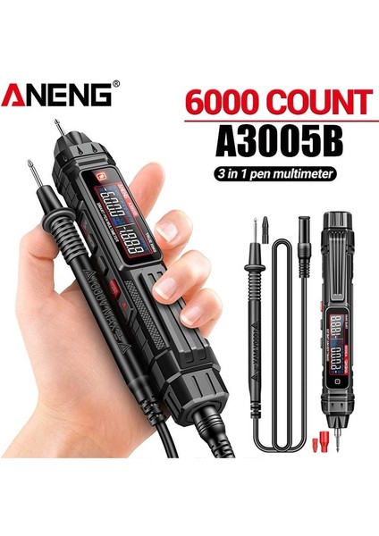 Aneng Profesyonel Multimetre 6000 Sayım Faz Sırası Test Kalemi Dedektörü Çoklu Metre Ac/dc Gerilim Ölçer Ohm Sıcaklık Diyot (Yurt Dışından)