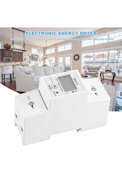 Din Raylı Tek Fazlı Wattmetre Güç Tüketimi Watt Elektronik Enerji Ölçer Kwh 5-80A 230V Ac 50Hz Sıfırlama Fonksiyonlu (Yurt Dışından)