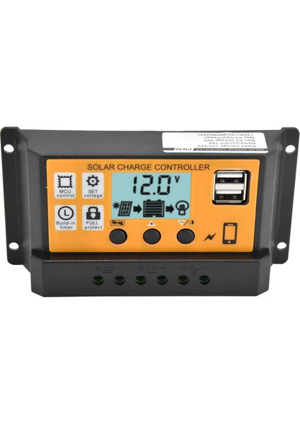 10A/20A/30A Solar Şarj Kontrol Cihazı 2 USB 3 Kademeli Pwm 12V/24V (Yurt Dışından)