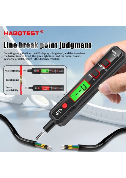 【ayak Izi】 Habotest Kalem Tipi Gerilim Dedektörü HT89 Temaslı ve Temassız 300V Arka Işık El Feneri Hassasiyeti Ayarlanabilir Ac Gerilim Test Cihazı (Yurt Dışından)