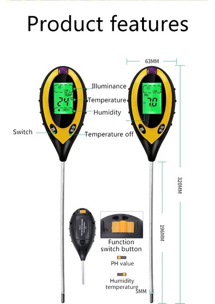 LCD Dijital 4 In 1 Toprak Ph Test Cihazı Nem Ölçer Toprak Sıcaklığı Test Cihazı Toprak Güneş Işığı Monitörü Higrometre Ph Bitki Çiçek Ölçer Toprak Analizi Test Cihazı (Yurt Dışından) modelleri