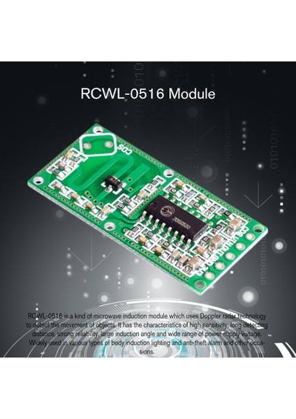 RCWL-0516 Doppler Radar Sensörü Hareket Dedektörü Mikrodalga Modül Aksesuarları - Yeşil (Yurt Dışından)