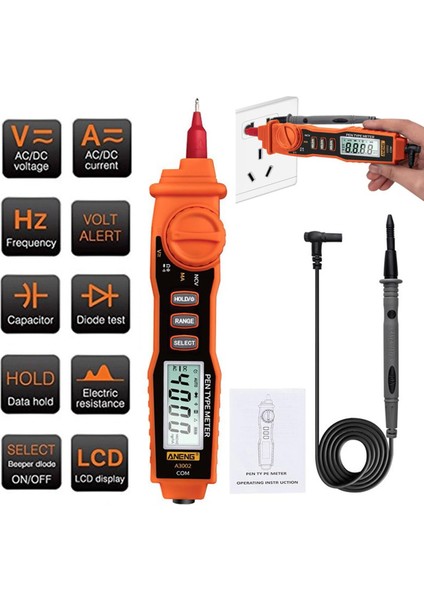 Dijital Multimetre, Temassız Acv/dcv Elektrikli El Tipi Test Cihazı ile Kalem Tipi Sayımları (Yurt Dışından)