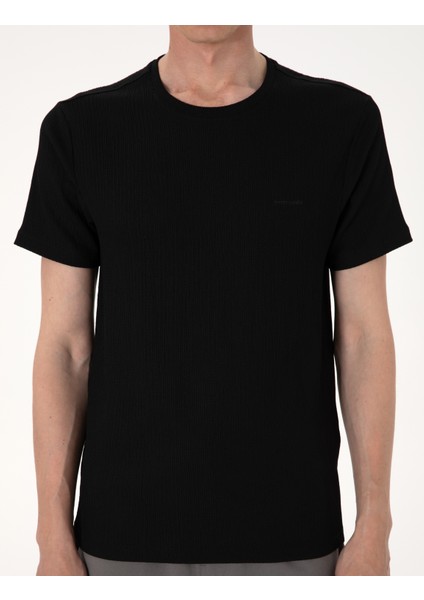 Erkek Siyah Slim Fit Tişört 50306802-VR046