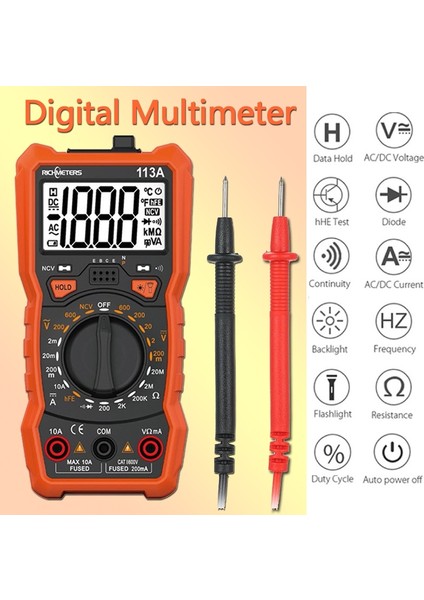 Büyük LCD Ekran Ncv Dijital Multimetre 2000 Sayım Elektrik Sayacı Otomatik Değişen Ac/dc Gerilim Metre Test Cihazı Elektronik Prob ile (Yurt Dışından)